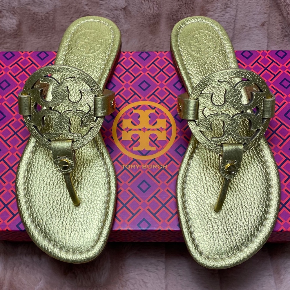 NIB Tory Burch Gold Miller Sandals Women’s 6.5